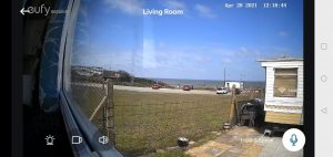 Screenshot from Caravan Cam showing Runton Beach and car park